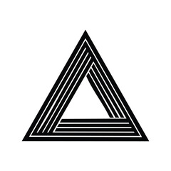 A 3d red triangle vector icon with a pyramid shape design serves as a warning sign and danger symbol illustration