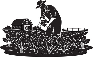 Obraz premium Vector illustration of organic farming practices featuring sustainable agriculture, eco-friendly crop cultivation, and green gardening techniques.