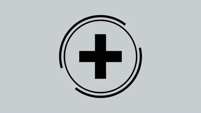 On a light gray background, four straight black lines form a plus sign