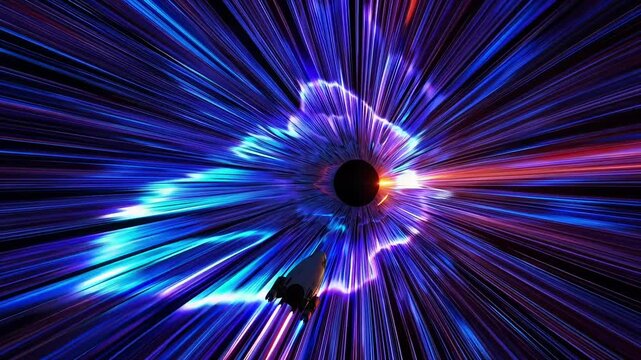 Abstract flight in space hyper jump 3d illustration