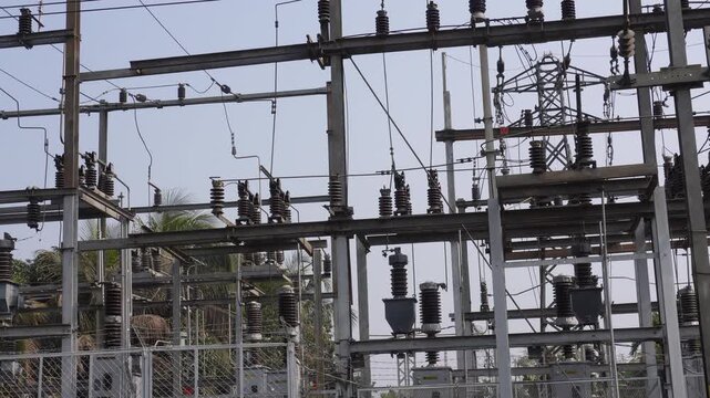 High-Voltage Electrical Substation in Power Transmission Network