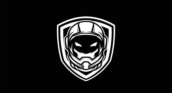 Astronaut helmet emblem vector illustration