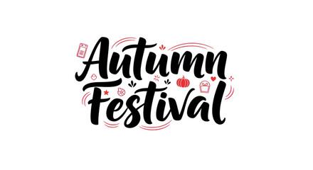 Fototapeta premium Autumn festival text illustration design