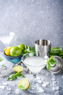 Basil vodka gimlet martini