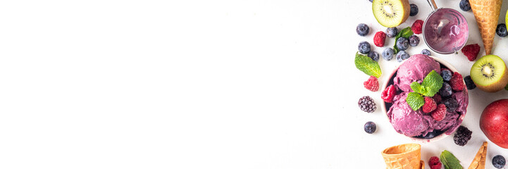 Homemade fruit and berry sorbet ice cream