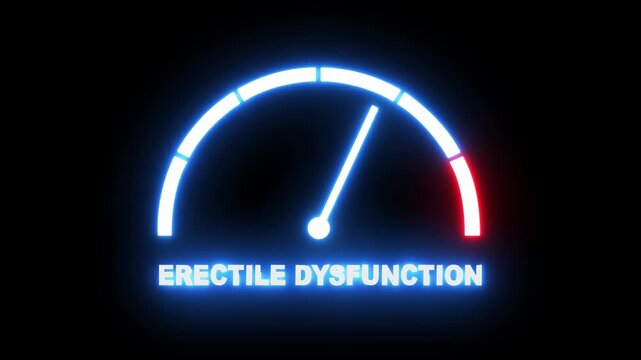 erectile dysfunction level meter showing progress from beginner low red zone to expert high blue zone. erectile dysfunction level speedometer gauge with low and high levels.