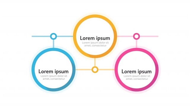 School learning infographic 3 steps template animation. Elementary education. Sequence options HD video. Animated blank diagram visualization. Process layout empty design element. Motion graphics