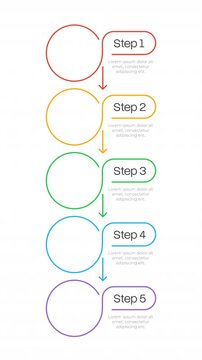 Business training infographic 5 steps template animation. Seminar for employees. Sequence options HD video. Animated blank diagram visualization. Process layout empty design element. Motion graphics