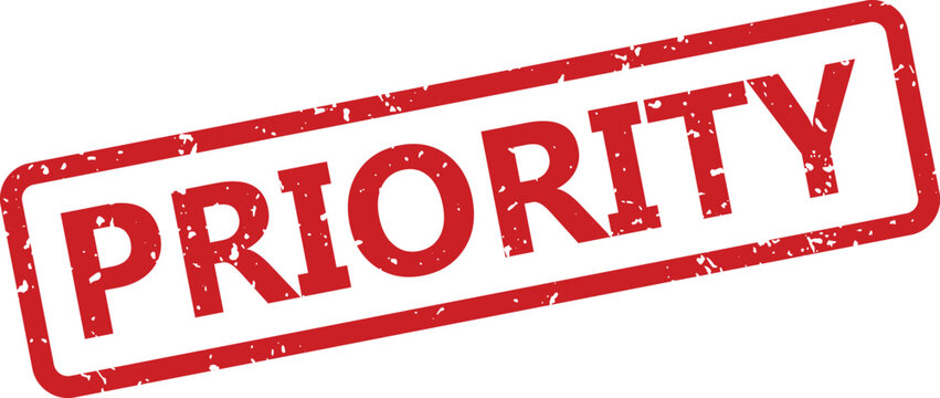 A bold red priority rubber stamp indicates urgent tasks requiring immediate attention and high importance