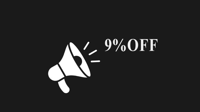 Discount Announcement Megaphone 9 Percent Off Promotion sale