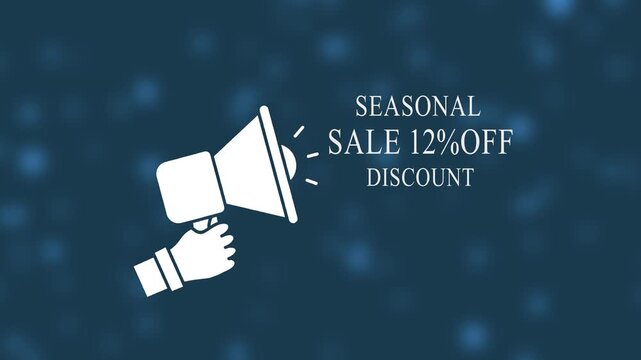 Seasonal sale announcement with 12 percent discount megaphone promotion