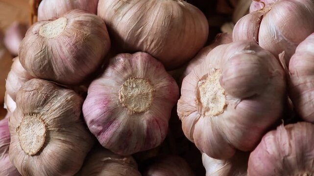 Close-up view of fresh garlic