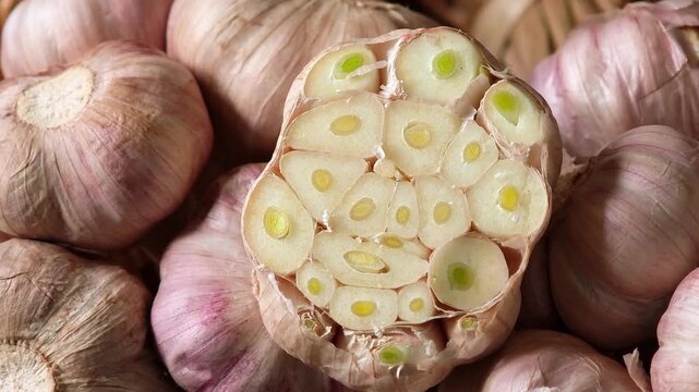 Close-up view of fresh garlic