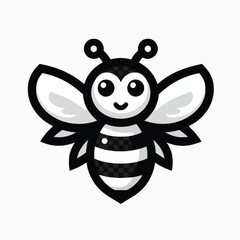 Obraz premium Cartoon Bee Illustration with Striped Body.