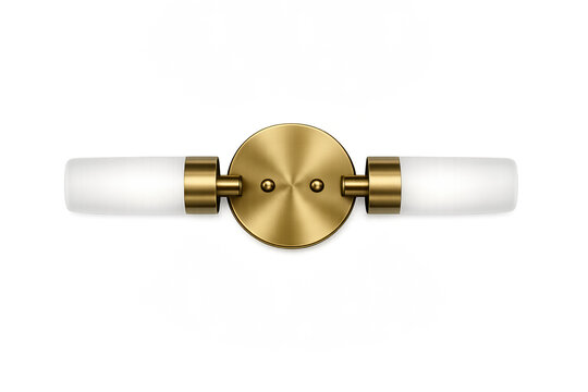 Elegant brass wall sconce with frosted glass lights in a minimalist design