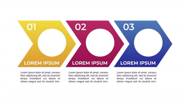 Transport system infographic 3 steps template animation. Urban traffic regulation. Sequence options HD video. Animated blank diagram visualization. Process layout empty design element. Motion graphics