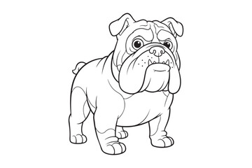 Fototapeta premium Bulldog Outline Coloring Page – Printable Dog Vector for Children, Bulldog Coloring Page