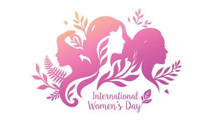 International women's day logo with pink and purple gradient