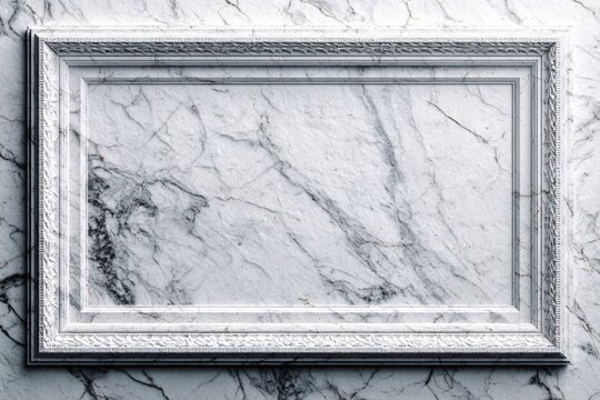 White marble texture framed in antique silver border on cracked wall background