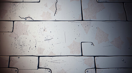 Stylized Sci-Fi Metal Wall Texture Background in Hand-Painted Game Art Style featuring Weathered White Panels, Cracks, and Rivets for Video Game Assets