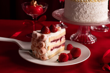 Strawberry shortcake with fresh strawberry. Theme Valentine