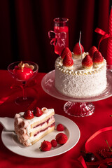 Strawberry shortcake with fresh strawberry. Theme Valentine