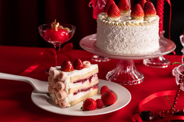 Strawberry shortcake with fresh strawberry. Theme Valentine