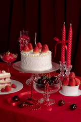Strawberry shortcake with fresh strawberry. Theme Valentine