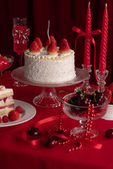 Strawberry shortcake with fresh strawberry. Theme Valentine