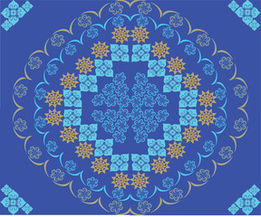 snowflake and flowers on blue background