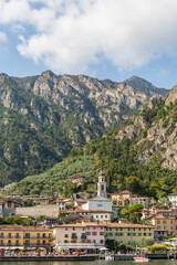 Limone sul Garda waterfront and alpine mountains, Italy