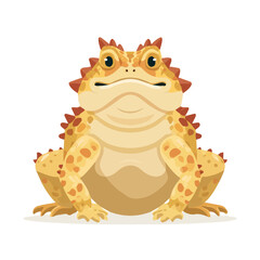 Fototapeta premium Flat 2D vector illustration of Horned Toad, simple icon style on a clean white background.