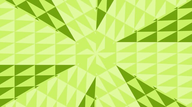 A green low-poly geometric pattern featuring various shades of green triangles arranged in a repeating design