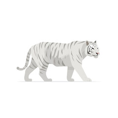Fototapeta premium White Tiger, modern 2D flat vector illustration in icon style, isolated on pure white background.