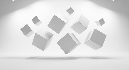 Obraz premium Floating Gray Cubes in White Space