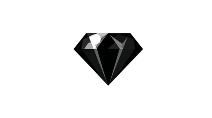 Fototapeta premium A black, faceted gemstone, depicted with highlights and shadows, isolated against a white background