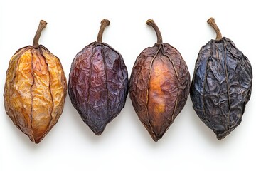 Naklejka premium Cocoa Pods in Various Stages of Ripeness