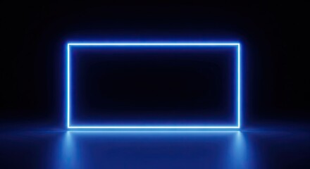 Glowing Blue Neon Rectangle on Dark Background