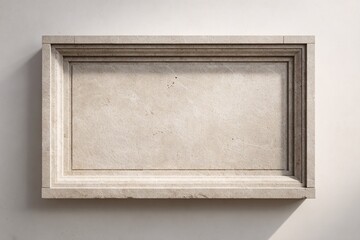 Fototapeta premium Empty white picture frame on gray wall minimalist decor background