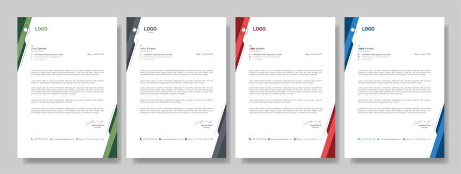 Clean and professional corporate company business letterhead template design with color variation bundle