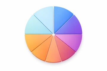 Fototapeta premium Color wheel displays eight sections with various colors arranged in a round shape in a bright setting