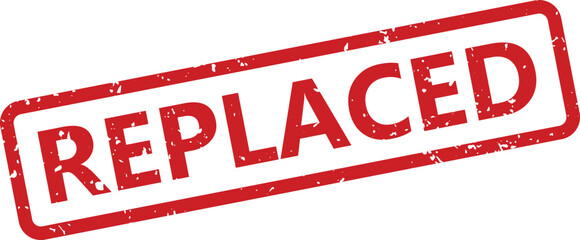 Official red grunge rubber stamp marking a document status as completely replaced and updated