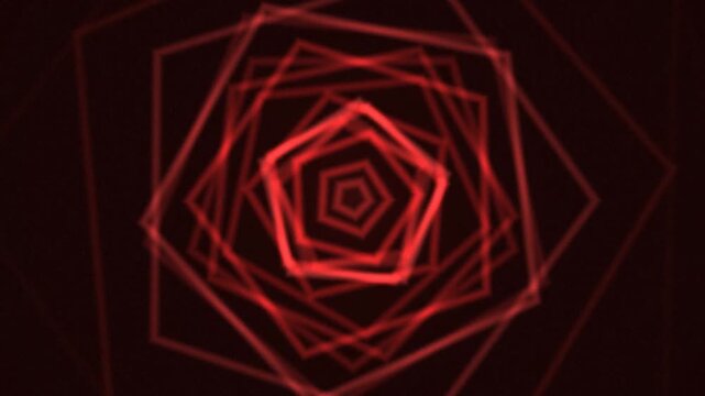 Abstract Red Pentagons Expanding Tunnel Effect