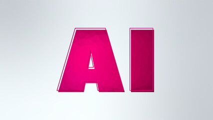 Artificial intelligence symbol. AI neural network digital brain machine deep learning processing big data analysis technology. Pink vector illustration for science, business, robot, future