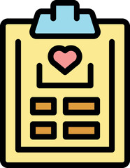 Medical clipboard displaying heart symbol and checkboxes, representing patient health status and medical examination