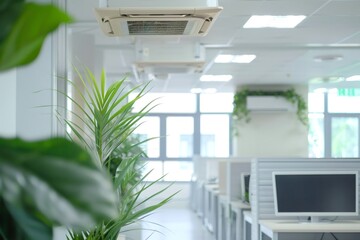 Green plants bringing refresh air to modern office interior