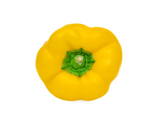Yellow bell pepper isolated on white background top view of the stalk