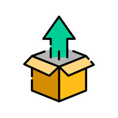 Unboxing color line icon.