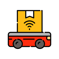 warehouse robot color line icon.