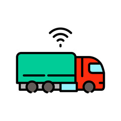 autonomous truck color line icon.